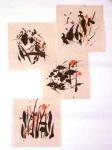 4 sketches with orange color